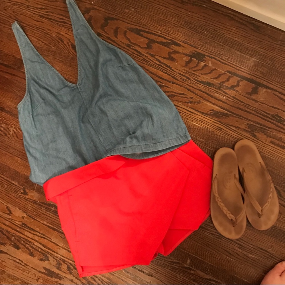 Red Zara Pocket Skort